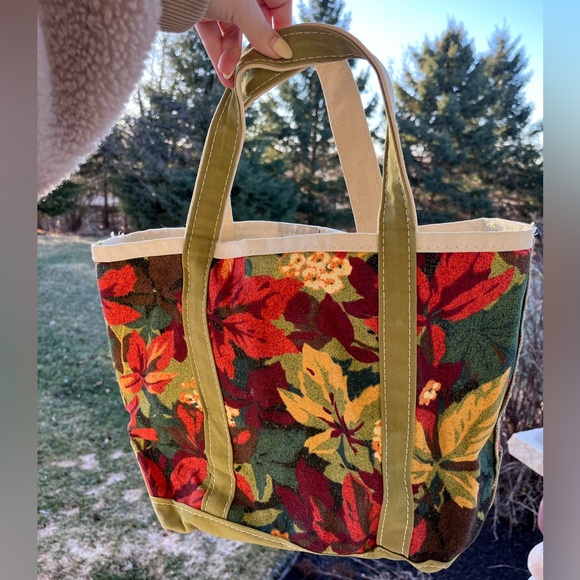 Vintage 90s LLbean boat and tote foliage floral leaves made in USA purse bag - Picture 2 of 15